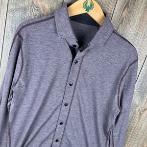 Lululemon Rival Long Sleeve Button Down Shirt Men Medium Purple Grey Performance